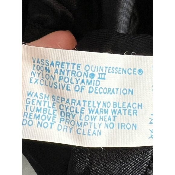 Vintage Vasserette Black Half Slip Size Small Lace Trim Slit Midi Length - Picture 7 of 8